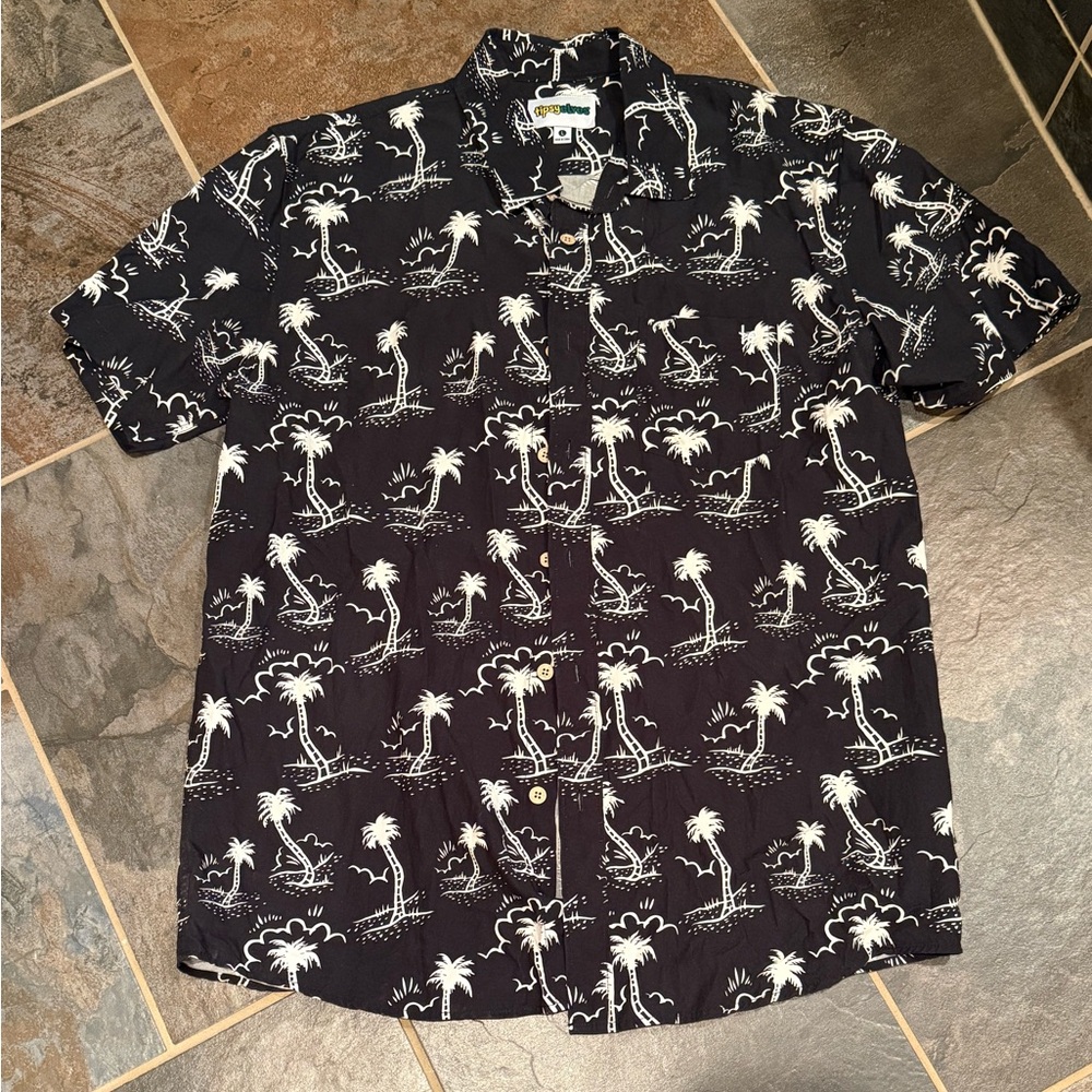 Tipsy Elves Black and White Tropical Men's Shirt